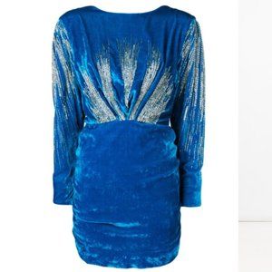 THE ATTICO sequin embellished blue velvet dress